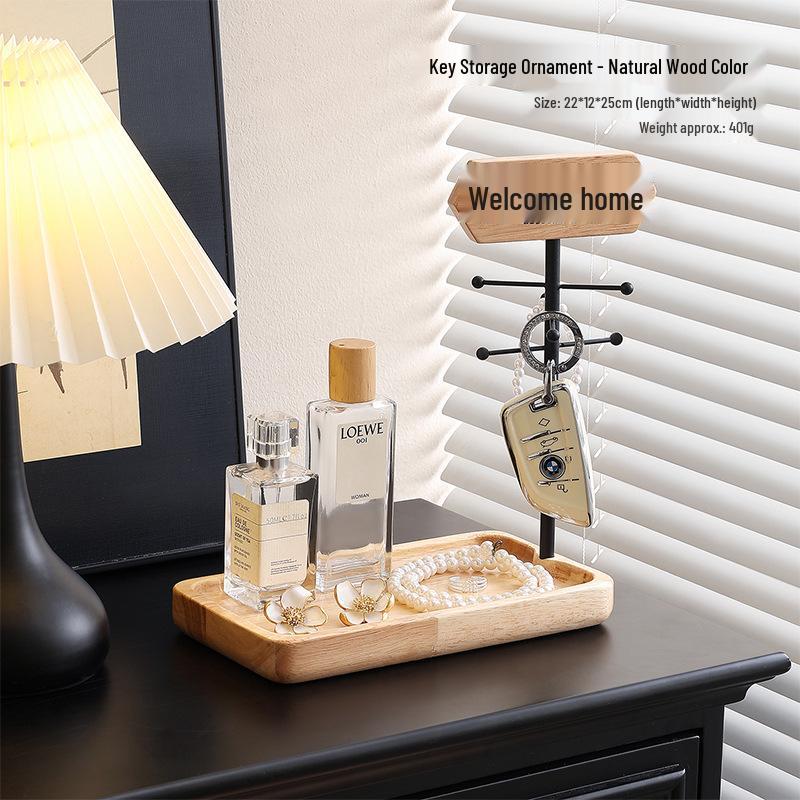 Bamboo Water Drop Key Holder and Accessory Rack for Entryway