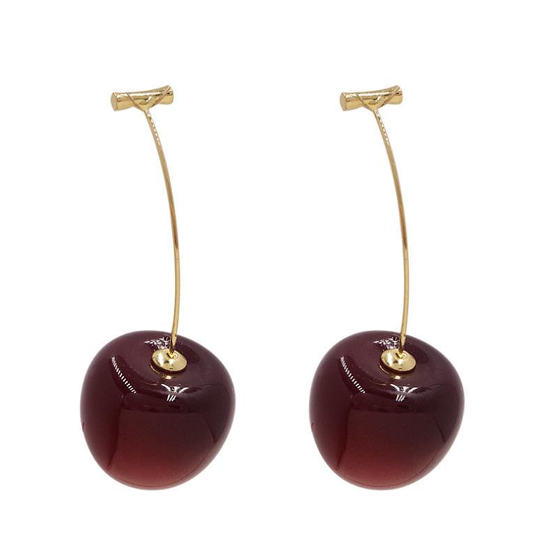 Cute Cherry Fruit Acrylic Earrings Fashionable Resin Cherry Earrings For Women Kpop Jewelry Trendy Accessories