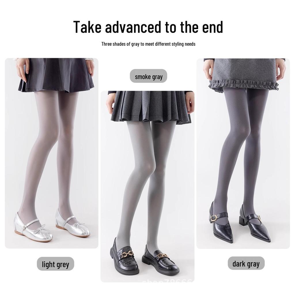Women's Autumn Velvet Pantyhose: Thin, Anti-Hook, High-End Gray Silk Stockings, Black Slimming Dance Leggings.