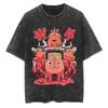 Kettensägenmann Anime Vintage Gewaschenes Baumwoll-T-Shirt Herren Damen Harajuku Kurzarm-Tee Streetwear Unisex Mode
