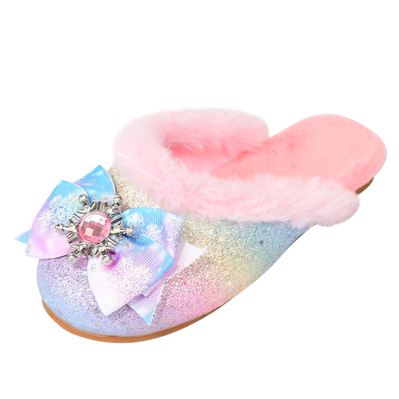 Zapatillas de Invierno Cerradas Antideslizantes de Felpa para Niñas Princesa