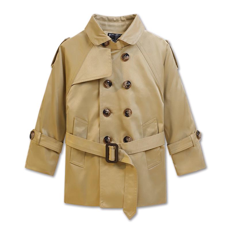 Boys' Wool Blend Plaid Overcoat with Suit Collar - Quilted, Warm, Mid-Length Trench for Autumn/Winter