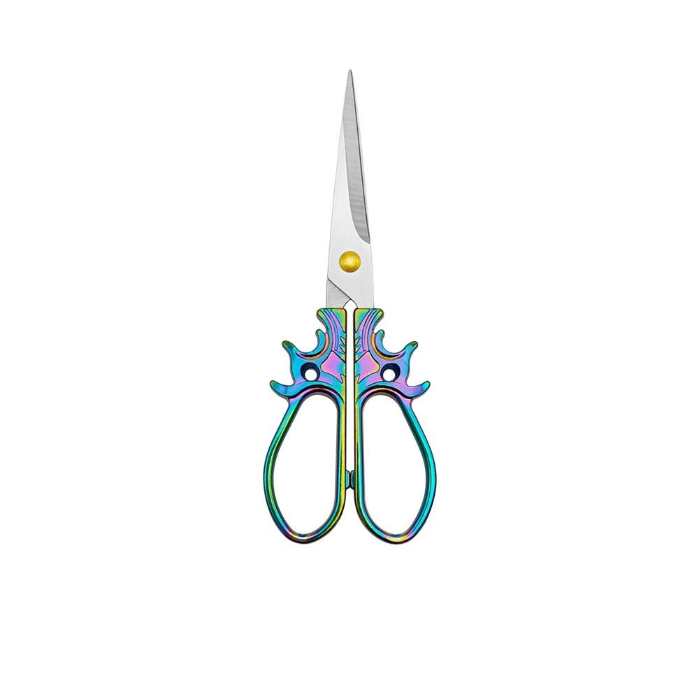 1 Piece Stainless Steel Embroidered Scissors Retro Sharp Pointed Tip Professional Sewing Scissors for Cutting Thread