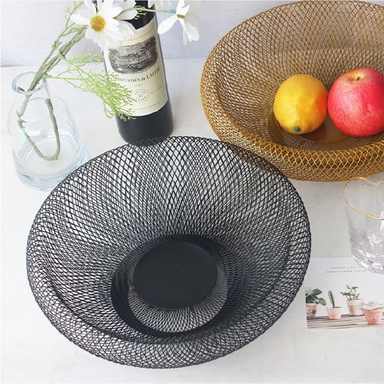 Nordic-Iron Fruit Storage Drain Basket Coffee Table Fruit Plate Hollow Out Bowls