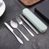 2/3/4pcs Stainless Steel Portable Cutlery Sets Chopsticks Spoon Fork Knife Travel Student Picnic Set Kitchen Accessories