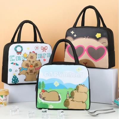 Cartoon Capybara Lunch Bag Insulated Food Container Portable Thermal Box Bag for School Eco-Friendly Meal Tote for Kids