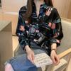 Skjorte Dame Retro Hong Kong Stil Vår og Sommer Stil Koreansk Trykkdesign POLO Krage Nisje Løs Skjorte Dame Topp