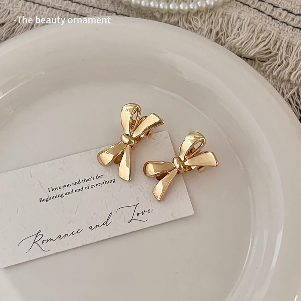 1/2/4Pcs Elegant Cute Golden Silver Bow Hairpins Mini Fashion Hair Clip Women Daily Hair Decor Ornaments