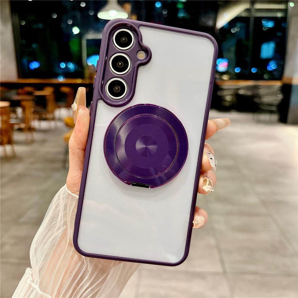 Magnetic Bracket Clear Phone Case For iPhone 17 16 15 14 13 12 11 Pro Max Plus 17Air Wireless Charging Hard Acrylic Back Cover