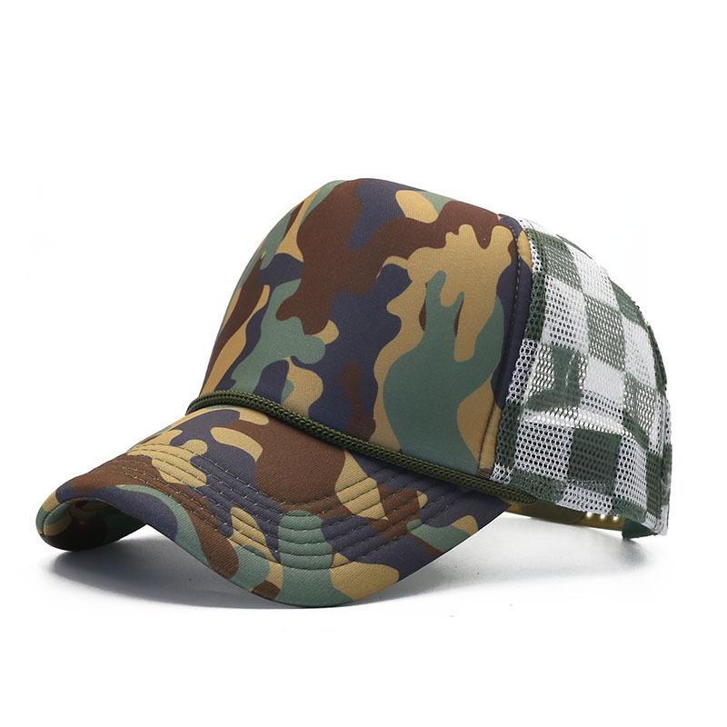 High Quality Truck Baseball Cap Plaid Printing American Truck Mesh Cap Breathable Sunscreen Shade Cap