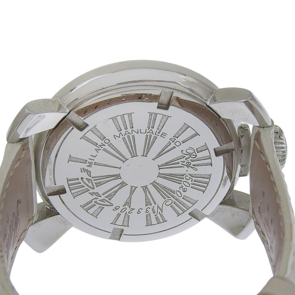 Gaga Milano Manure Watches 5020.8 WhiteDial Stainless Steel/leather Quartz Analog display unisex Used