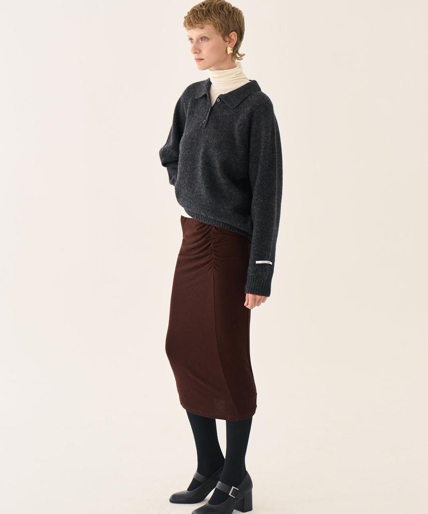 Grida J Wool Shirred Jersey Pencil Skirt _ Brown
