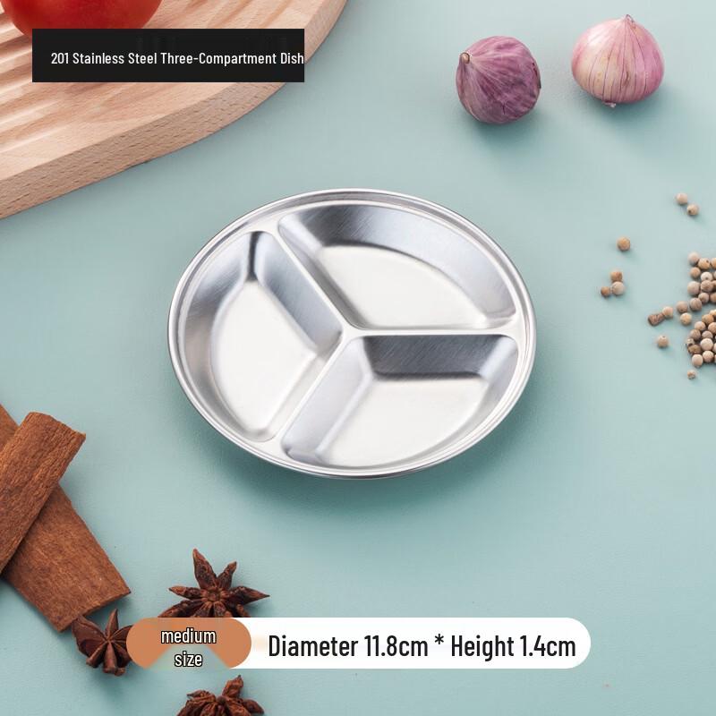 

Stainless Steel Round 3-Compartment Seasoning Dish