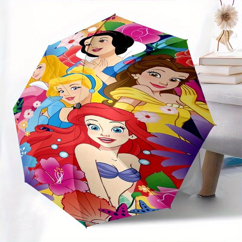 Princesses Flowers Automatic Opening and Closing Umbrella, Compact Travel Umbrella, Lightweight and Portable, Suitable for Beach Commuting B