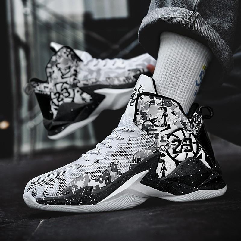 New Mesh Basketball Shoes Men's High-top Sports Shoes Teenagers Junior High School Students Leisure Sports Running Shoes
