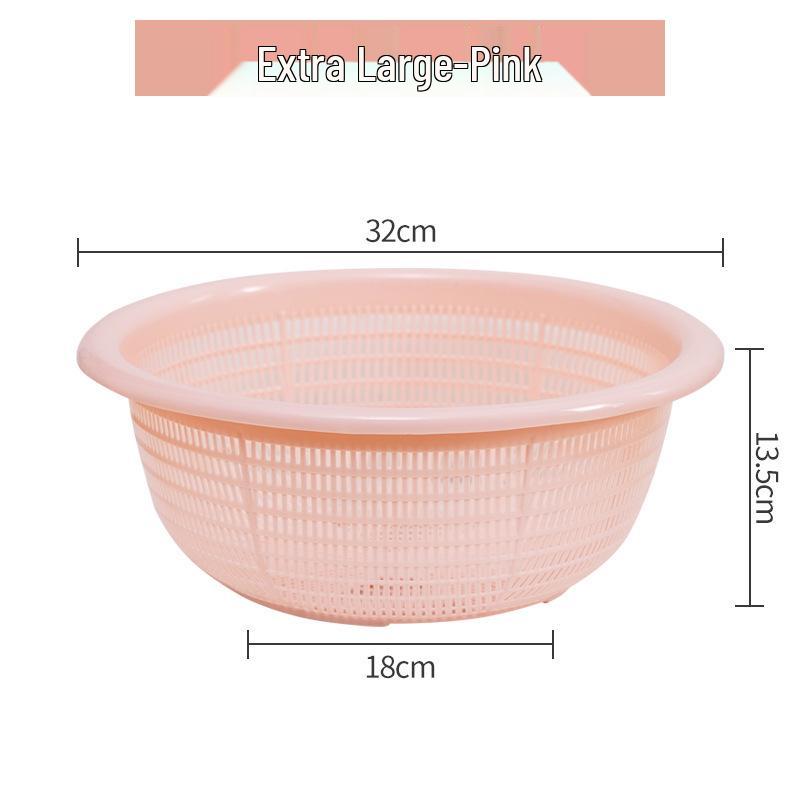 Kitchen Sink Vegetable & Fruit Washing Basket Set - Plastic Strainer & Drainer Basin for Storage & Rice Washing