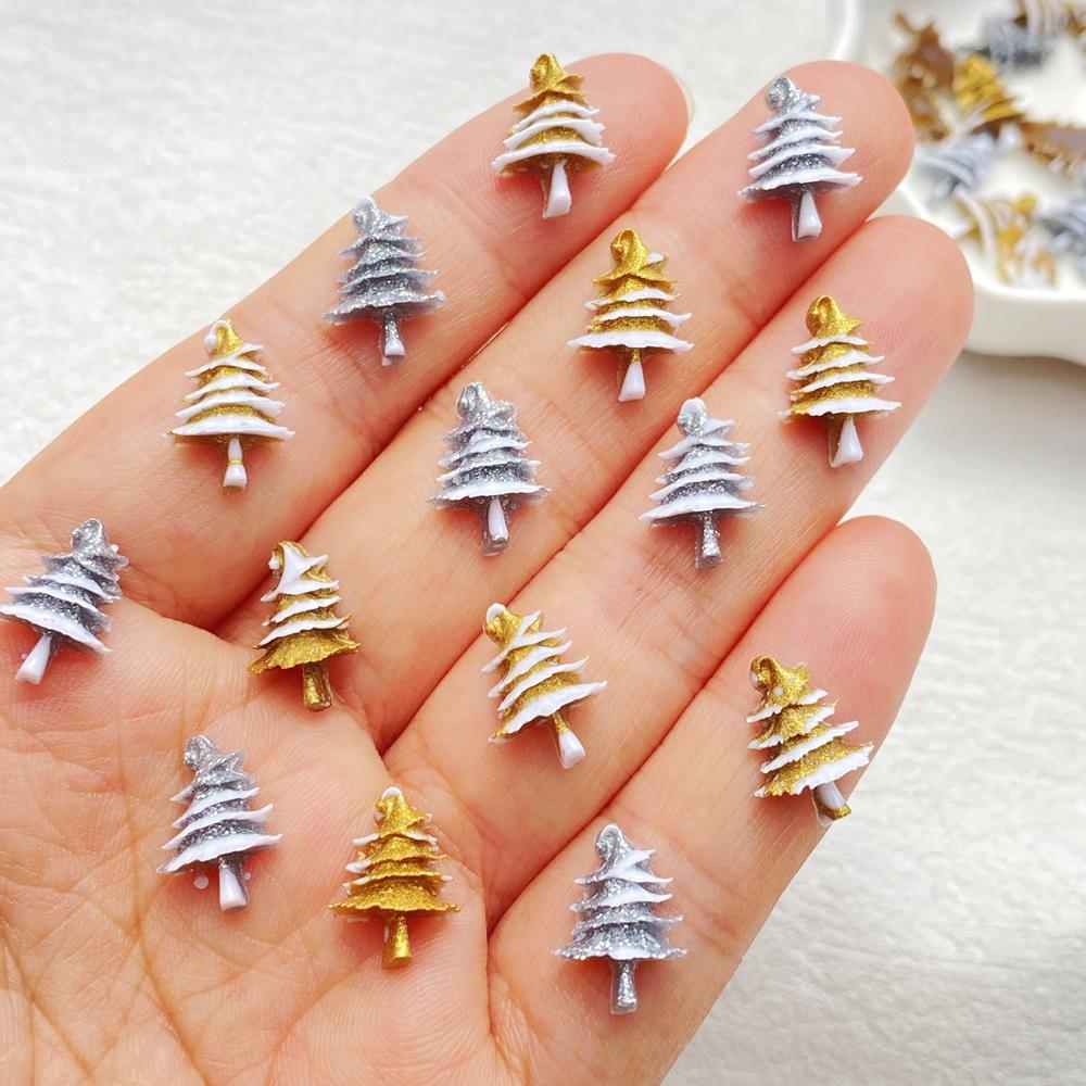 50 pièces Nouvelle Résine Hybride Mignon Petit Sapin de Noël Art des Ongles Strass Plat DIY Noël Scrapbooking Loisirs Créatifs