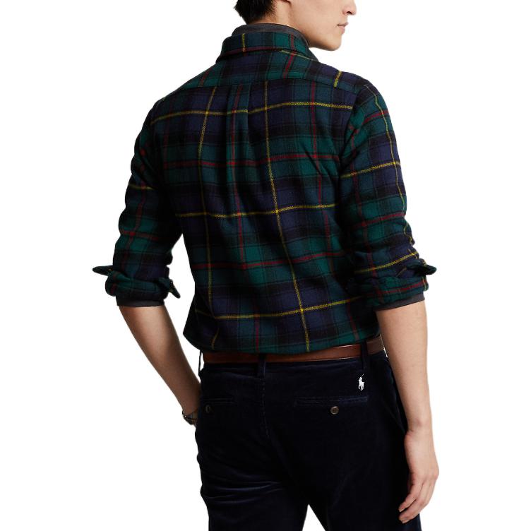 Polo Ralph Lauren Plaid Print Single-Breasted Long Sleeve Shirt Men Shirts Blue MNPOWOV16822606-999