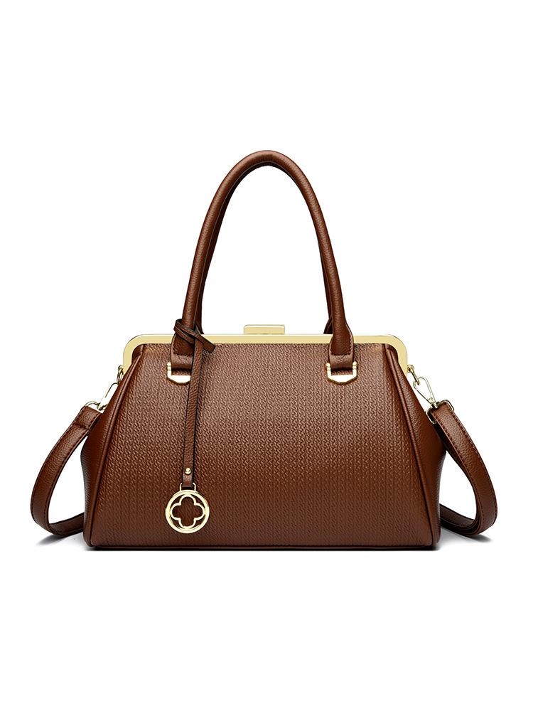 

2025 New Women s Clip Bag Fashion One Shoulder Oblique Hanging Bag Large Capacity Simple Handheld Women s Bag Factory коричневый