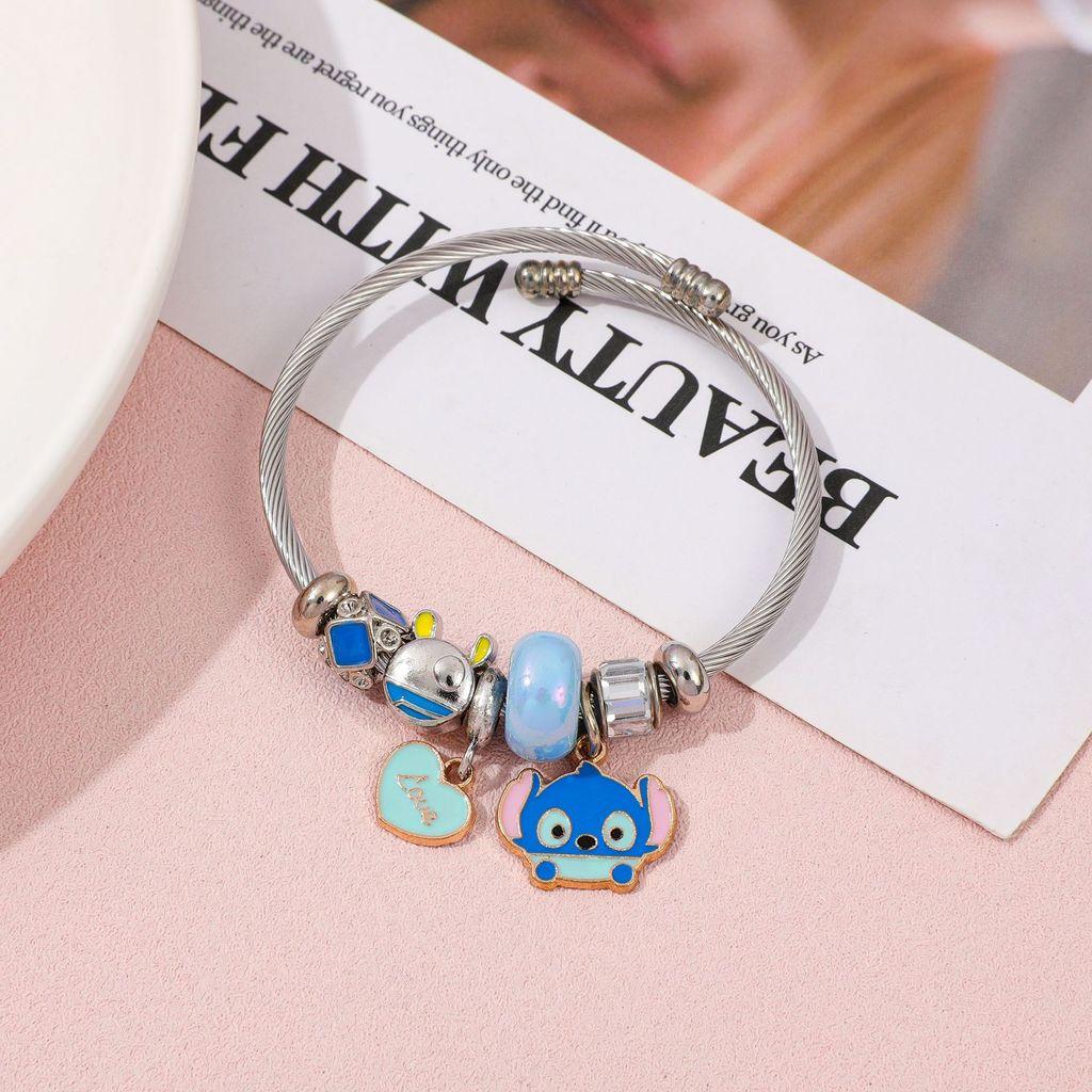 Stitch Cartoon Anhänger Perlenarmband Mit Zinklegierung Charme Zum Verschenken