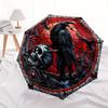 1pc Raven Skull Stained Glass Automatic Open/close Folding Umbrella, Compact Portable Travel Umbrella, Perfect Birthday/Christmas, Cute Umbr