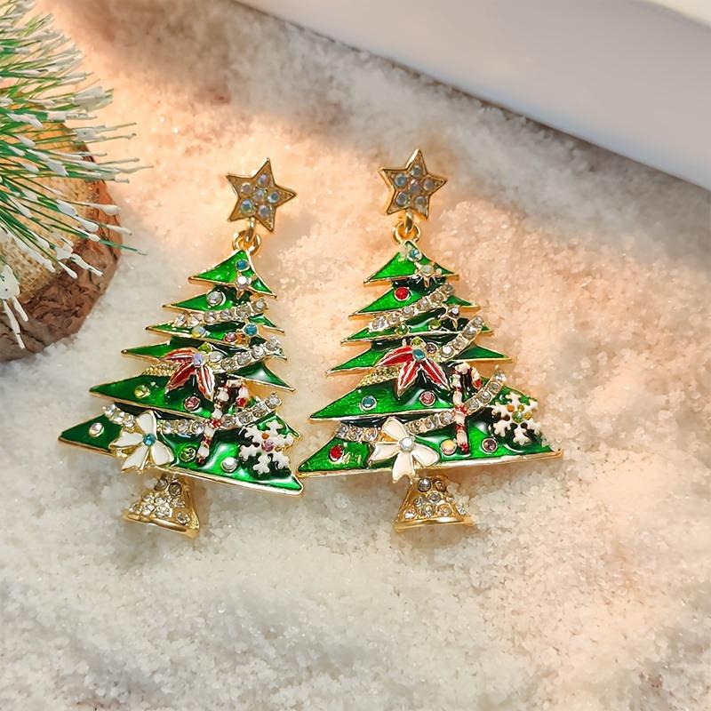 Elegant Green Christmas Tree Dangle Earrings for Women Daily Wear Holiday Celebrations Christmas Earrings Sophisticated Style