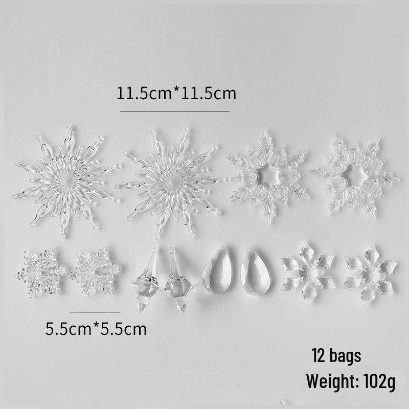 Transparent Snowflake Acrylic Ornament Set for Christmas Tree Decoration