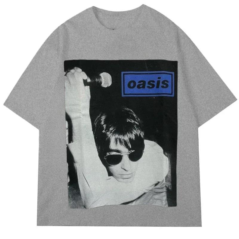 2025 Oasis Band Rock Retro Trend Peripheral Printed T-Shirt Summer Crew Neck Pullover Men's and Women's Short Sleeves