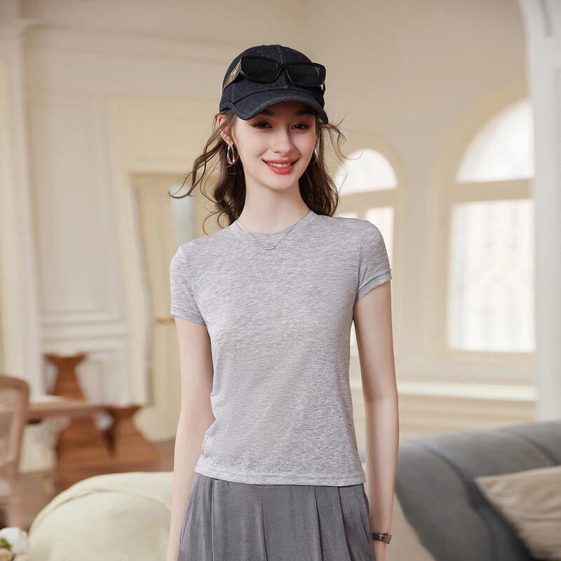 Women s Slim-Fit Knit Round Neck T-Shirt M