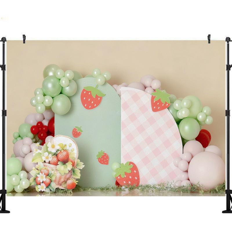 LS Strawberry Sweetheart Backdrops Cake Smash Child Baby Photo Props Adult Kids Decors Photography Studio Backgrounds