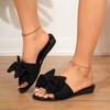Fashion Fashion 2025 New Women's Slippers Summer Butterfly-knot Daily Daily Outdoor Plus Size Solid Soft Bottom Open Toe Flat Slippers