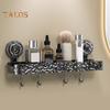 Bathroom Storage Rack with Hooks Transparent Wall-mounted Punch-free Self-adhesive Great Load Bearing Anti-slip Cosmetic Toothpaste Sink Oaganizer