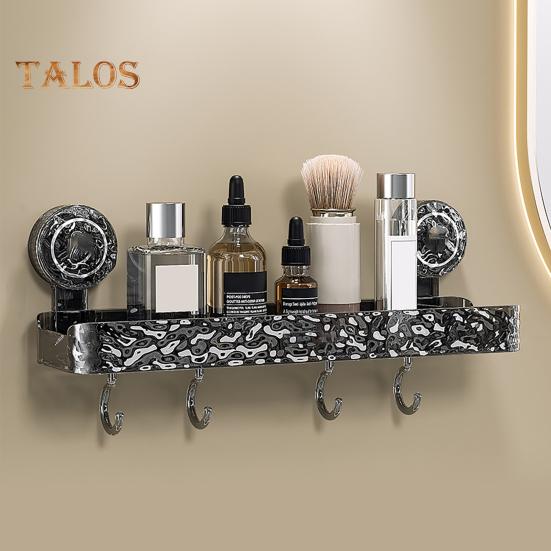 Bathroom Storage Rack with Hooks Transparent Wall-mounted Punch-free Self-adhesive Great Load Bearing Anti-slip Cosmetic Toothpaste Sink Oaganizer