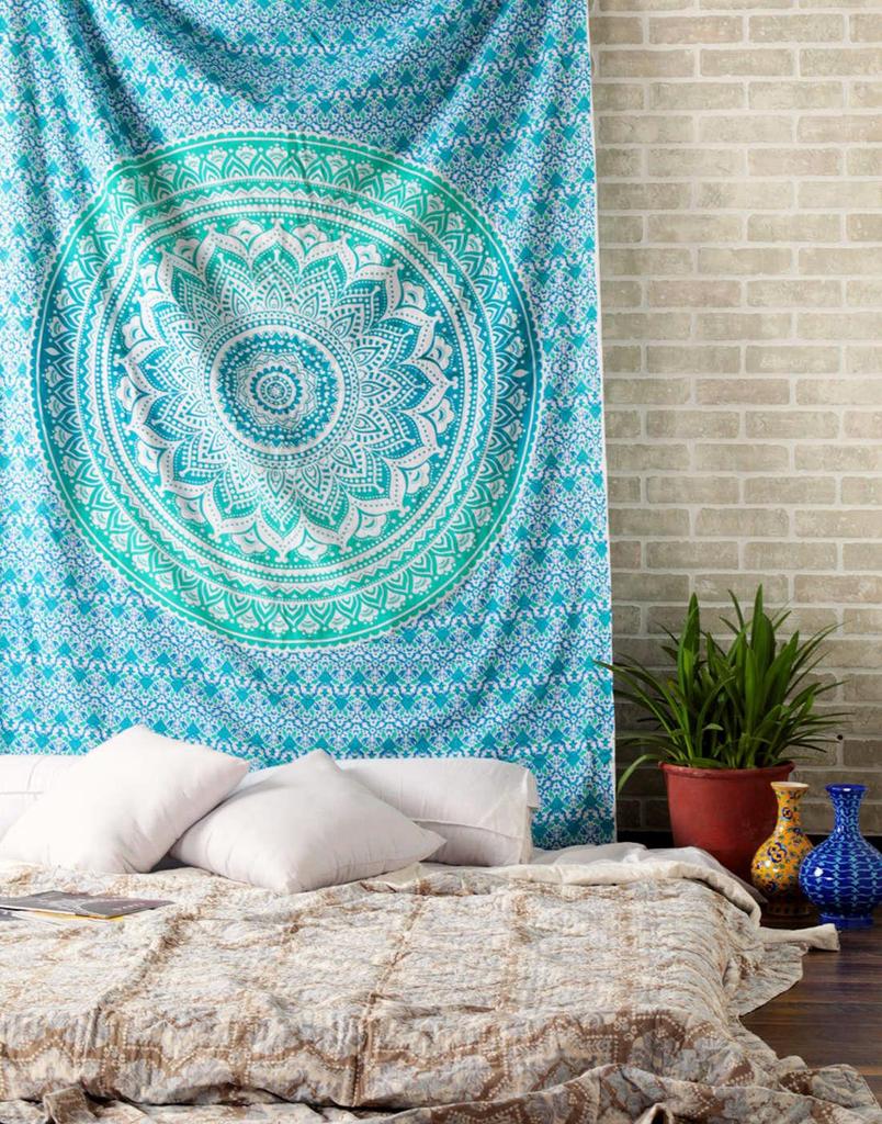 Mandala Wall Tapestry, Bohemian Hippie Wall Art Decor, Tapestry Wall Art Boho, Ombre Wall Hanging Fabrics, Boho Bedroom Tapestry Gift