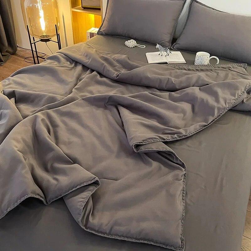 

Летний комплект одеял, домашний текстиль, тонкое одеяло из соевого волокна, простыня, наволочка, 4 шт., комплект постельного белья, двойное летнее одеяло королевского размера 220x240cm-4pcs set