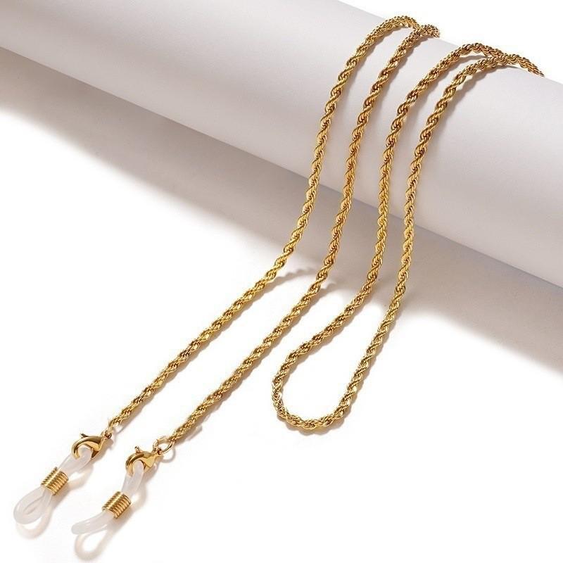 Cross-border Fashion: Twisted Pearl Bead & Snake Chain Eyeglass and Mask Necklace Accessory