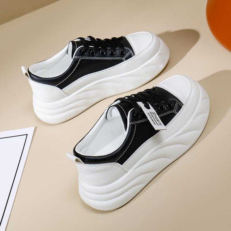 

Белые туфли для женщин, новые осенние студенческие универсальные повседневные модные туфли с толстой подошвой, модные кроссовки 40 чёрный