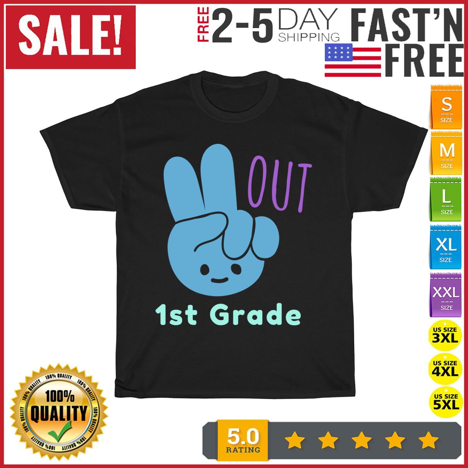 Peace Out 1st Grade Last Day of School Class Of 2021 Grad T Shirt Mens Womens Tees Top Men Women NEW XL