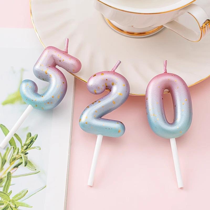 Happy Birthday Cake Decorated Interstellar Digital Colorful Candle Children's Delicate Candy Color 0-9 Number Candle Party Decor