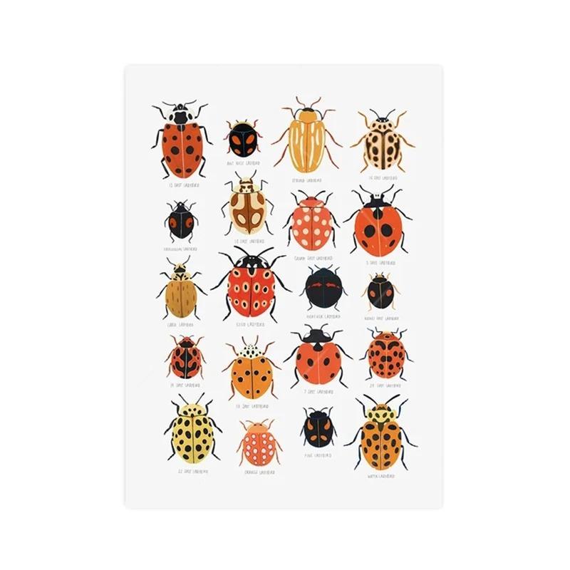 Butterfly Ladybug Caterpillar Spring Moth Posters And Prints Modern Plant Canvas Paintings Wall Art For Living Room Home Decor