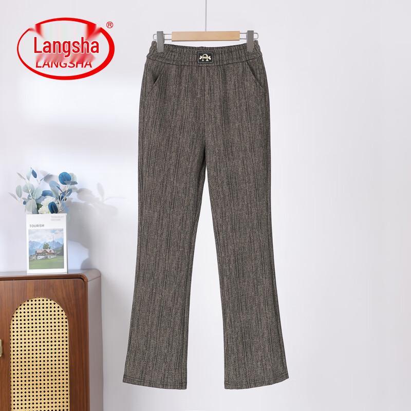 LangSha Mom s High-Waisted Casual Straight/Micro-Flared Pants 4XL