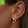Wind Versatile Modern Ol Fashion Super Flash Ice Tremella Circle Women'S S925 Sterling Silver Gold-Plated Ear Jewelry