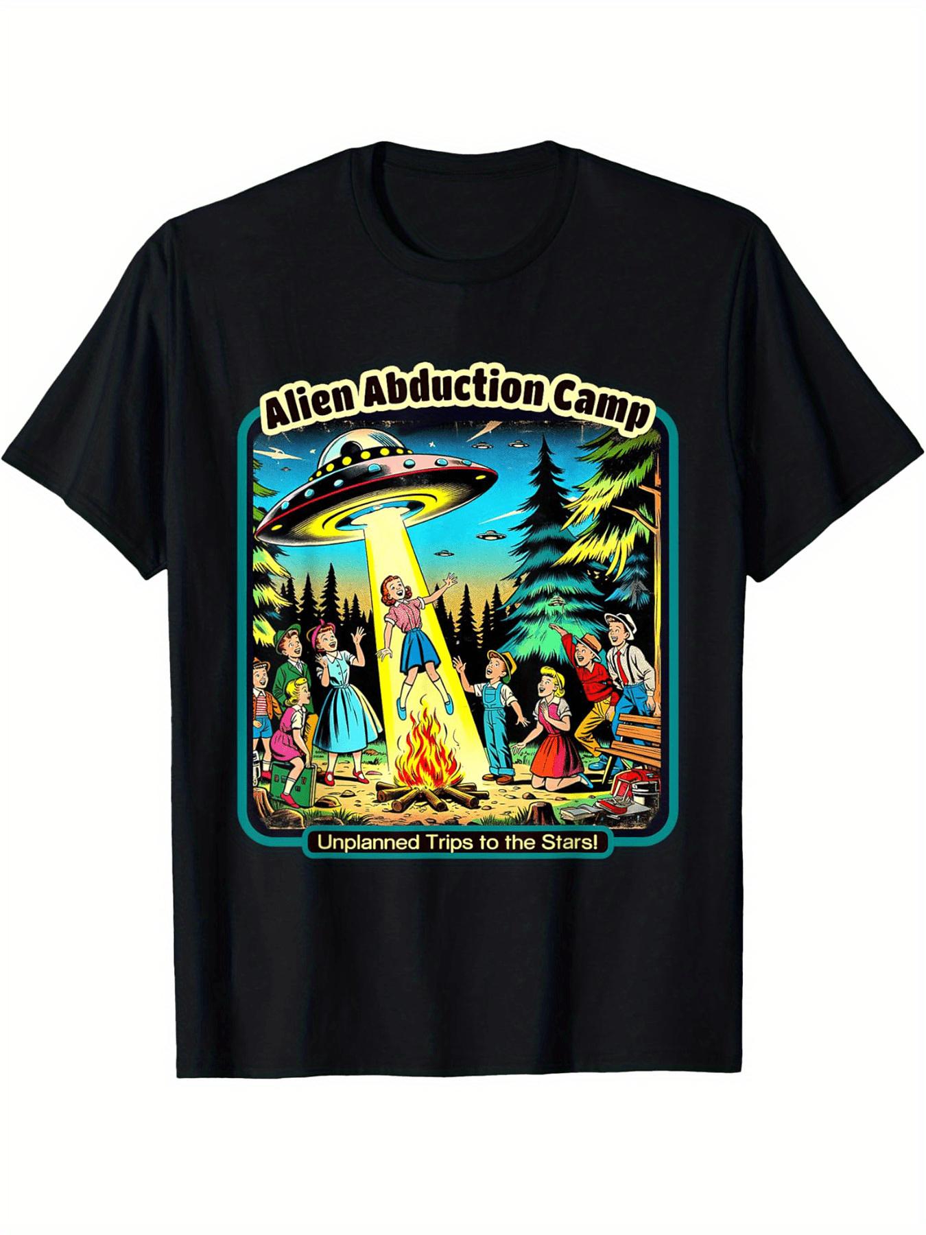 Fun Retro Alien Abduction Camp UFO Alien T-Shirt Design XXXL