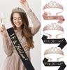 European and American Fashionable Alloy Crystal Birthday Crown Shoulder Strap Etiquette Strap Birthday Party Headwear Belt Sash