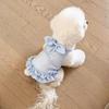 Ruffle Edge Dog Skirt Bow Decor Dog Harness Vest Cute Style Pet Dog Dress  Spring Summer
