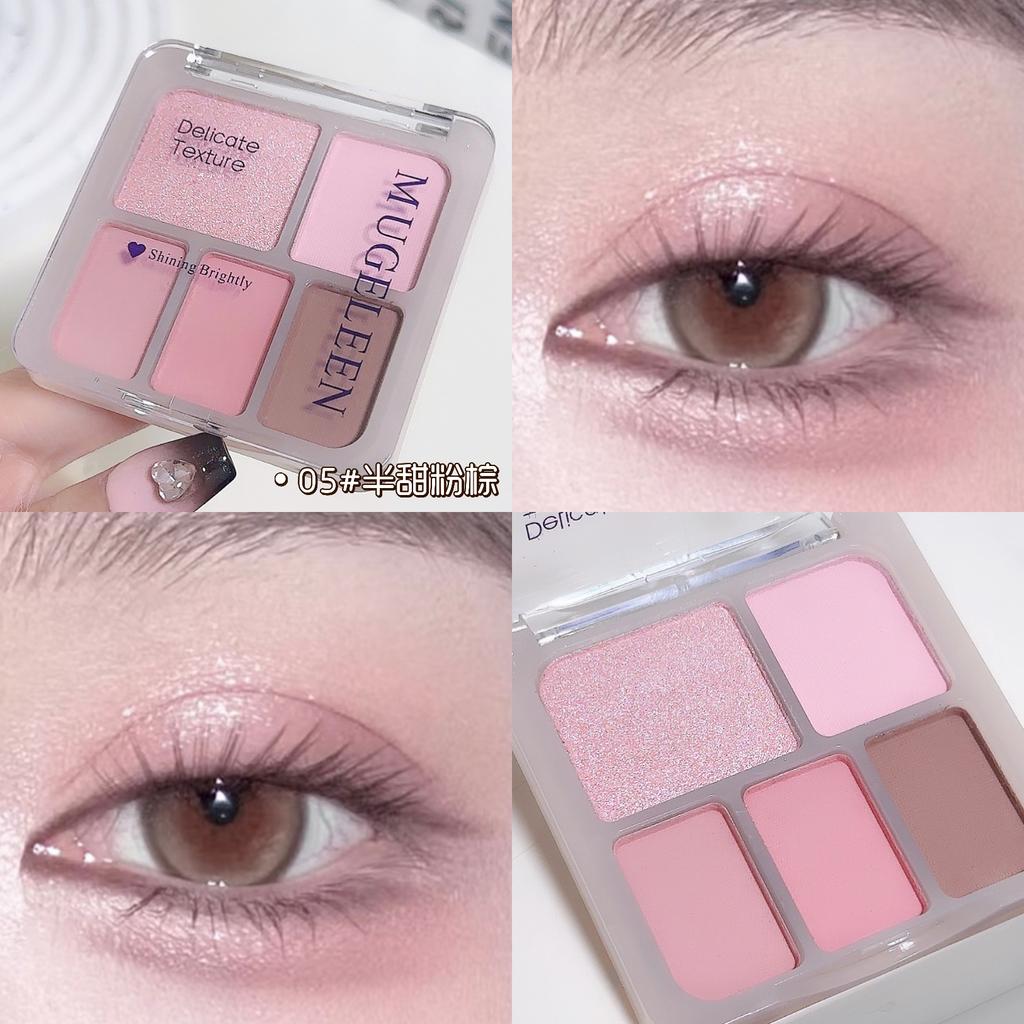 5-Farben Punk Smokey Lidschatten Palette Silbrig Schwarz Matt Schimmer Nude Rosa Lidschatten Langanhaltend Halloween Augen Make-up Kosmetik