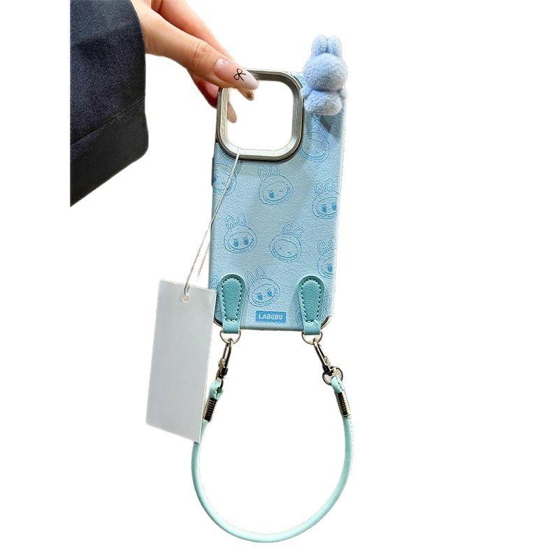 Bonbonfarbe Niedliches Dreidimensionales Labubu Geeignet für Apple 16promax Handyhülle iPhone 15 Plüsch 13