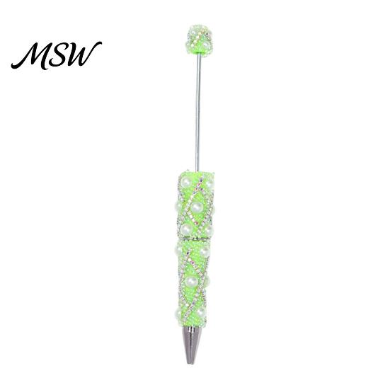 Creative Gifts for Sisters DIY Beadable Pen, Bling Rhinestones And Faux Pearls Beaded Decorative Stationery Students Black Ink Ballpoint Pen