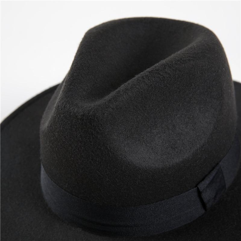 Autumn and winter woolen hat Shanghai beach retro black woolen hat gentleman's hat top hat British jazz hat
