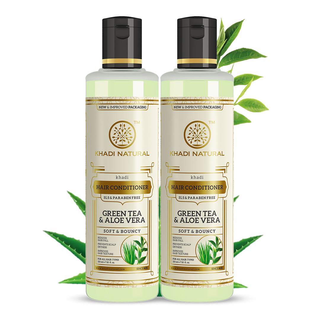 

Khadi Natural Herbal Green Tea & Aloe Vera Hair Conditioner Pack of 2 X 210 ml For Frizz-Free Shiny Hair